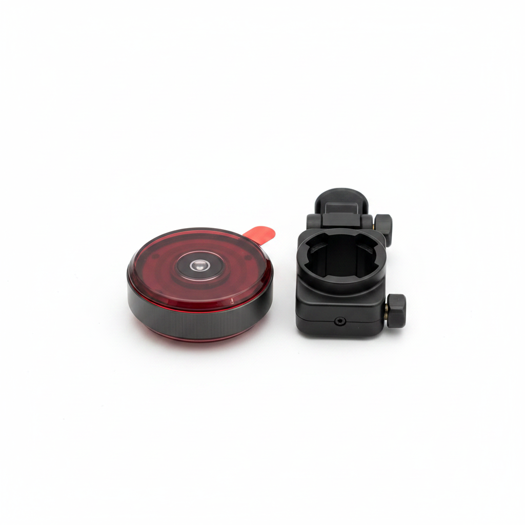 Feu arrière vélo LED Locator rouge avec support fixation – fond blanc studio