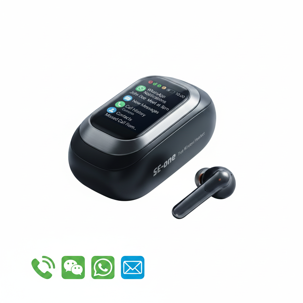 SE-one écouteurs TWS avec boîtier écran intelligent – vue produit