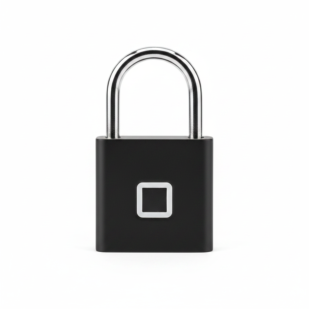 Cadenas connecté à empreinte digitale - vue de face fond blanc
