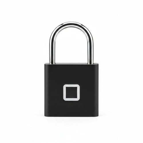 Cadenas connecté à empreinte digitale - vue de face fond blanc