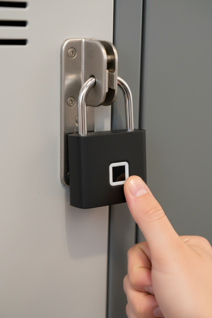 Cadenas connecté à empreinte digitale - mise en situation casier