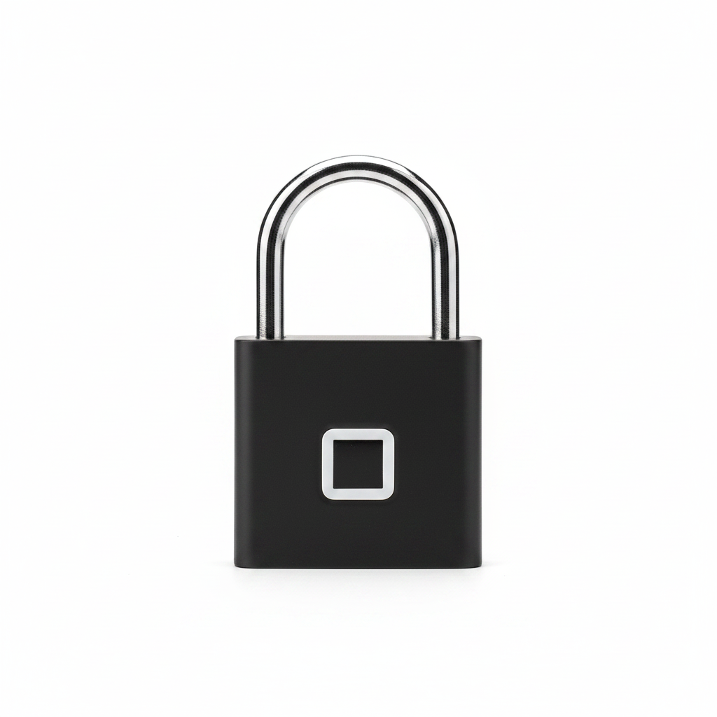 Cadenas connecté à empreinte digitale - fond blanc studio