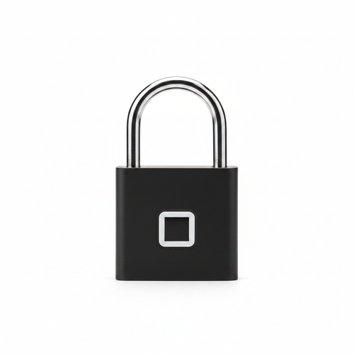 Cadenas connecté à empreinte digitale - fond blanc studio